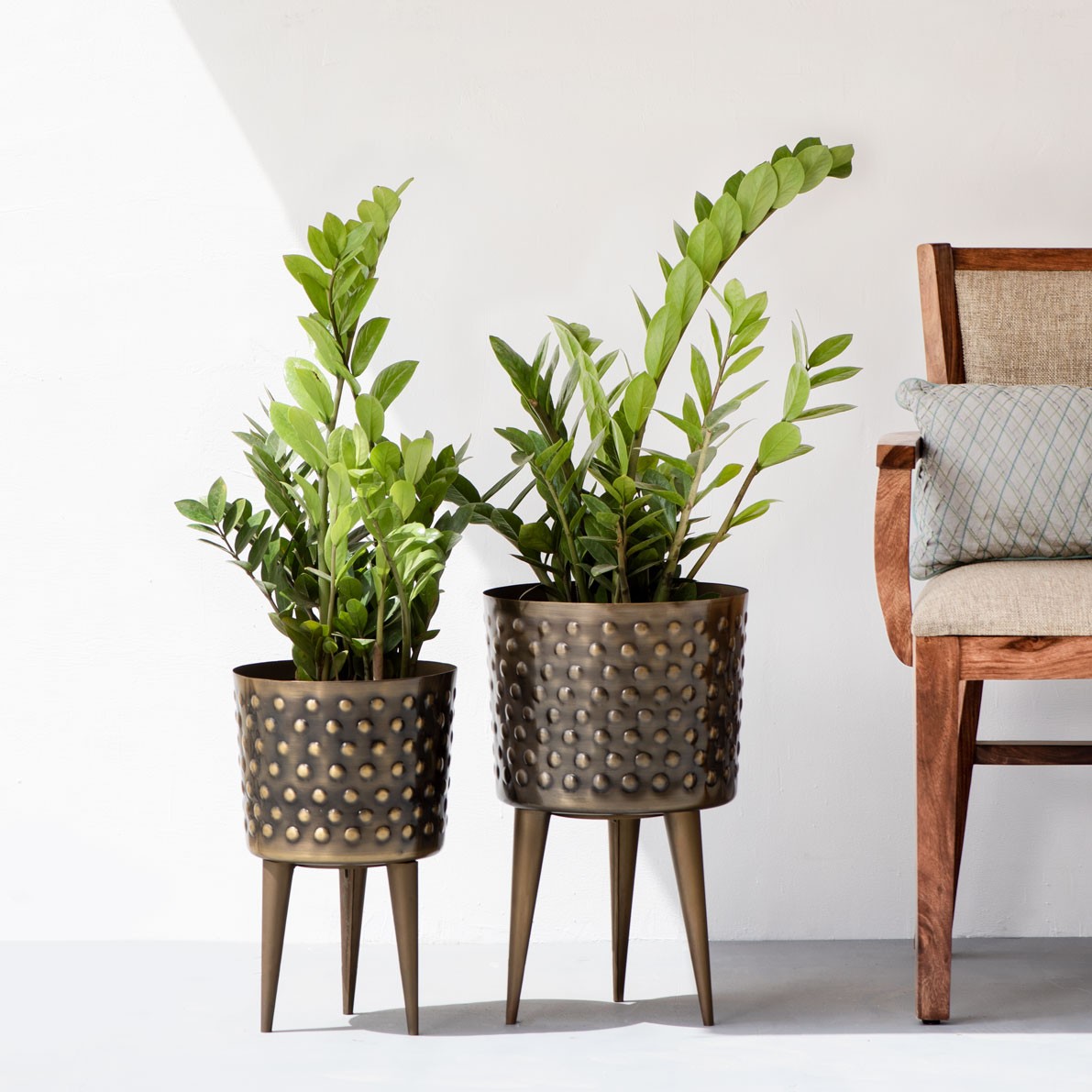 Polka Dot Hammered Planters Set of 2 The Decor Remedy
