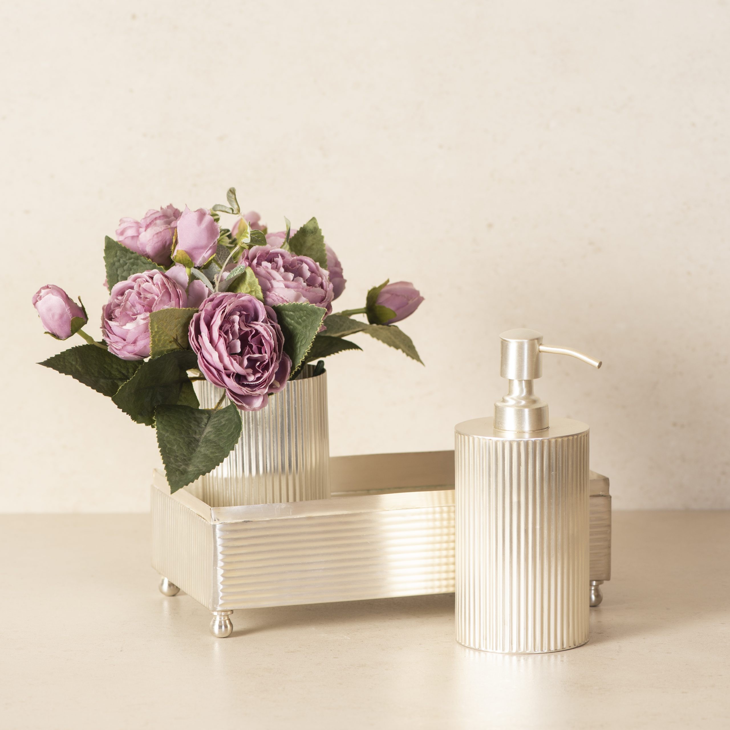 Ripple Cut Brass Bathroom Set 3 Low key Silver The Decor Remedy