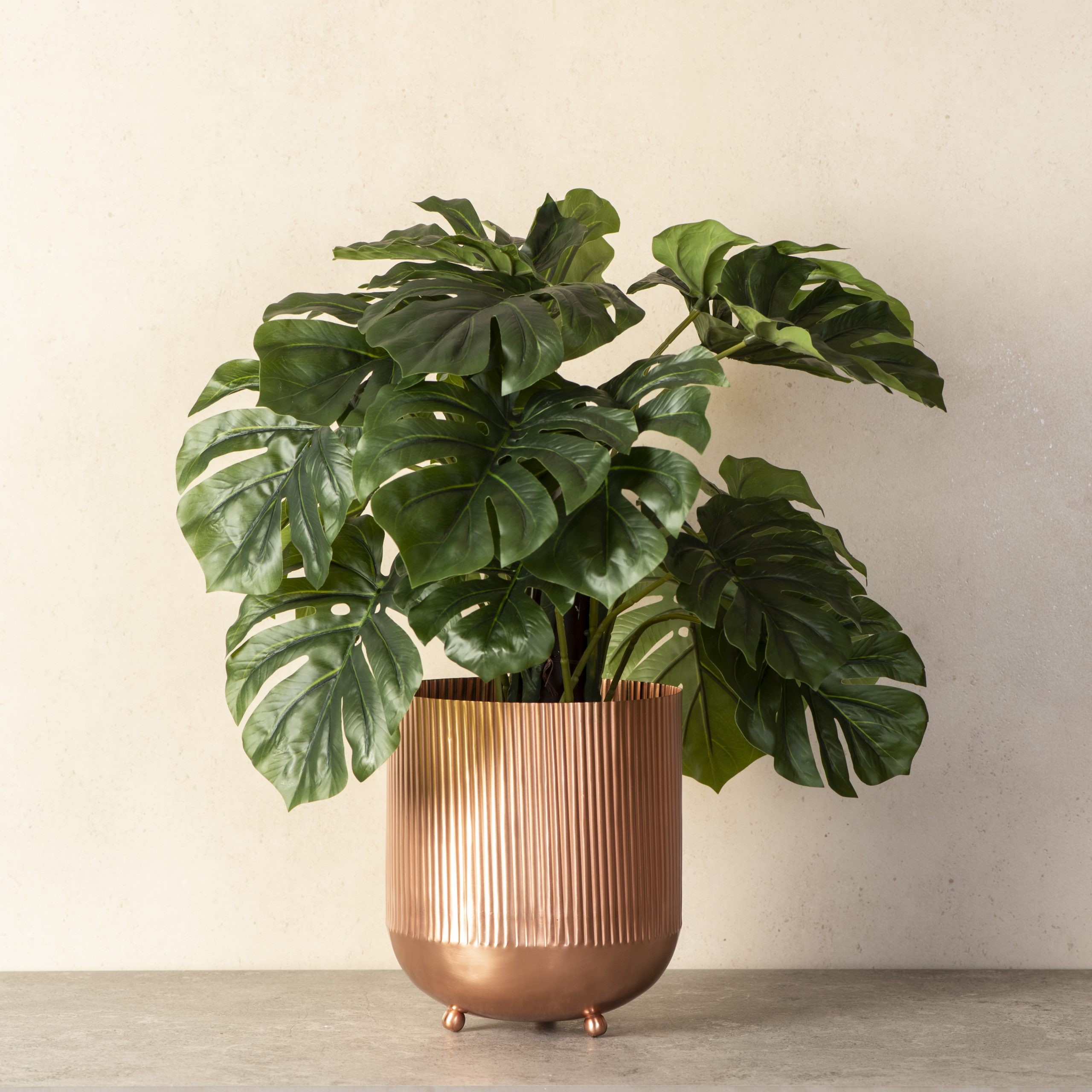 Ripple Cut Brass Dustbin Planter Dusky Rose Gold The Decor Remedy