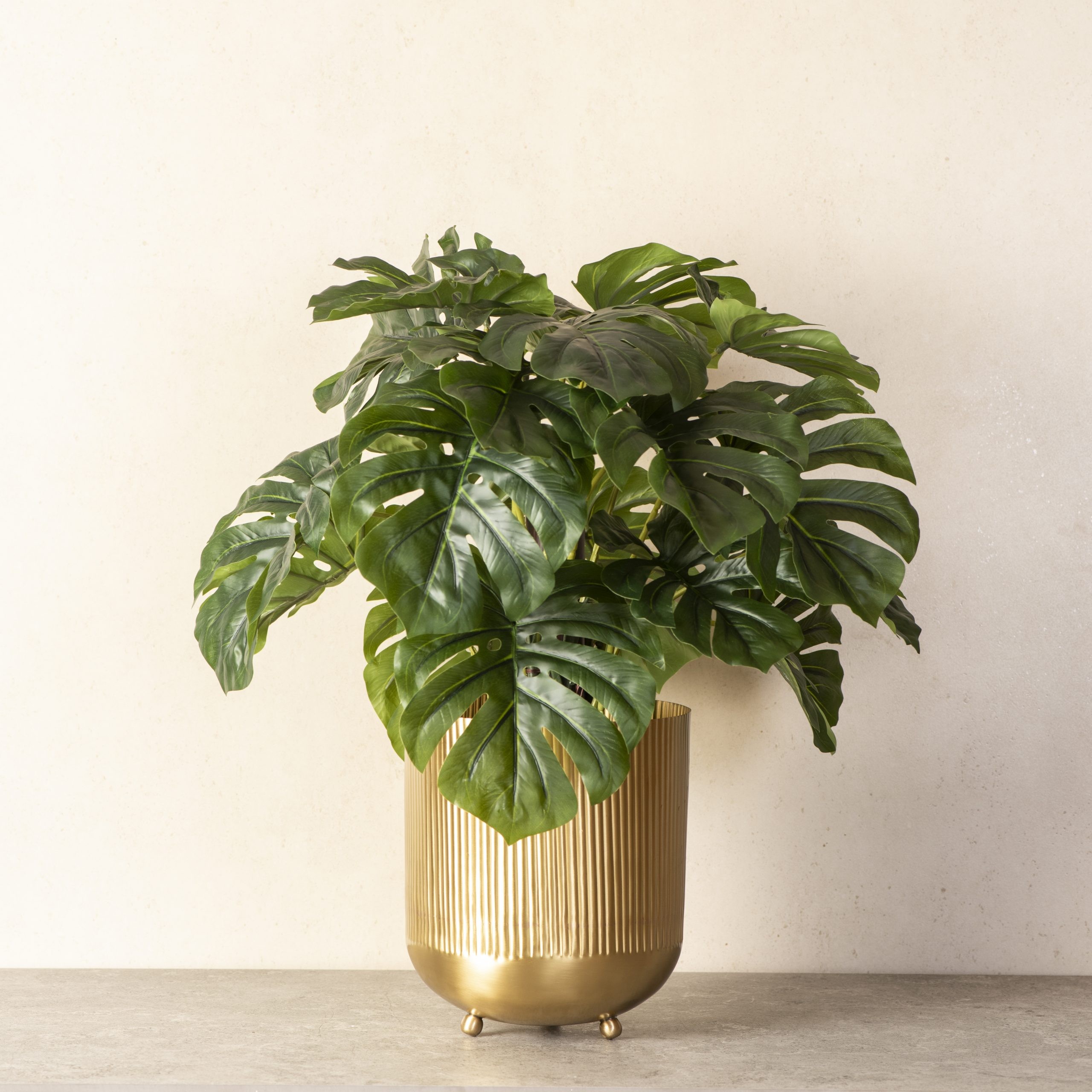 Ripple Cut Brass Dustbin Planter Matte Gold The Decor Remedy