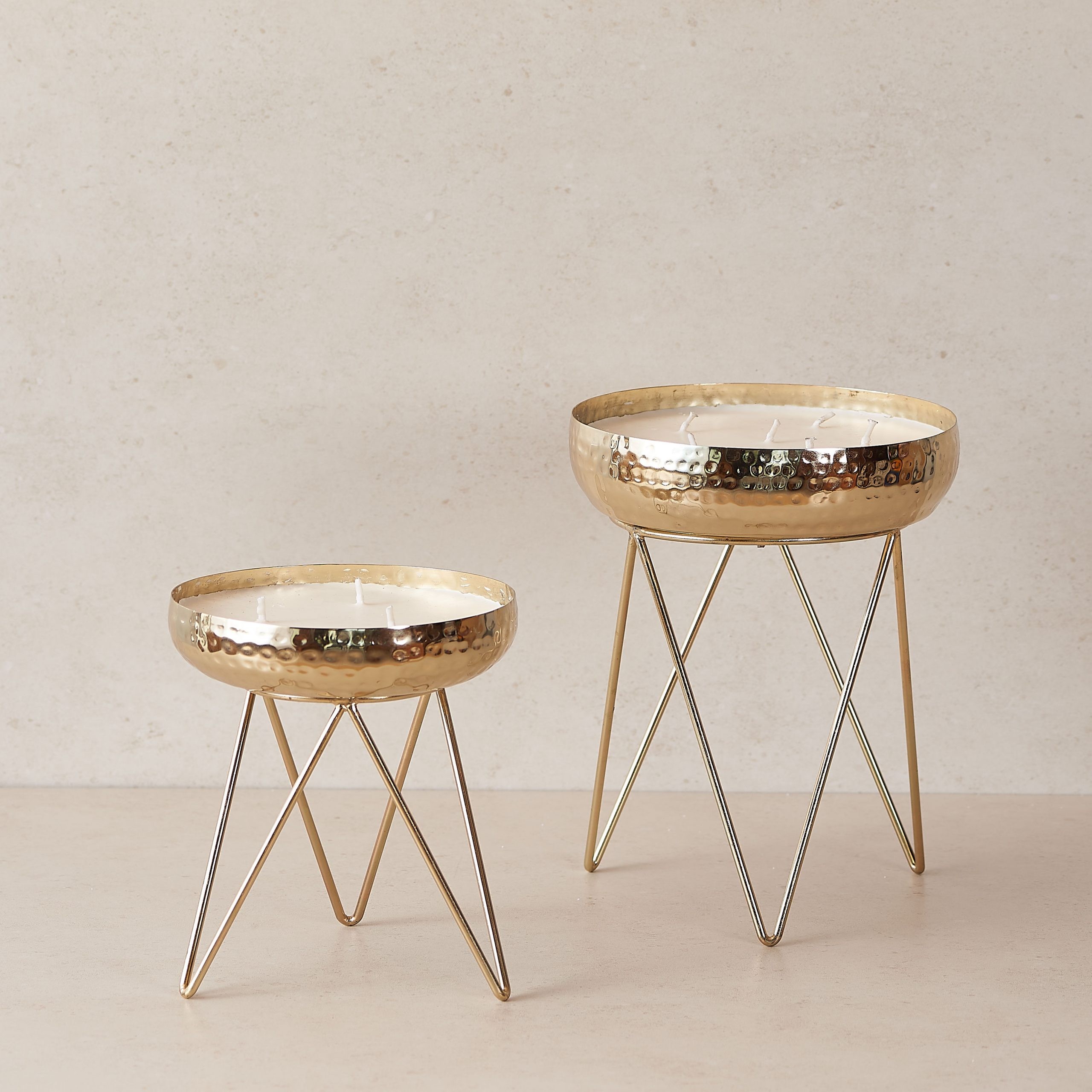 Stardust Gold Hammered Candle Urlis On A Stand Set Of 3 The Decor Remedy