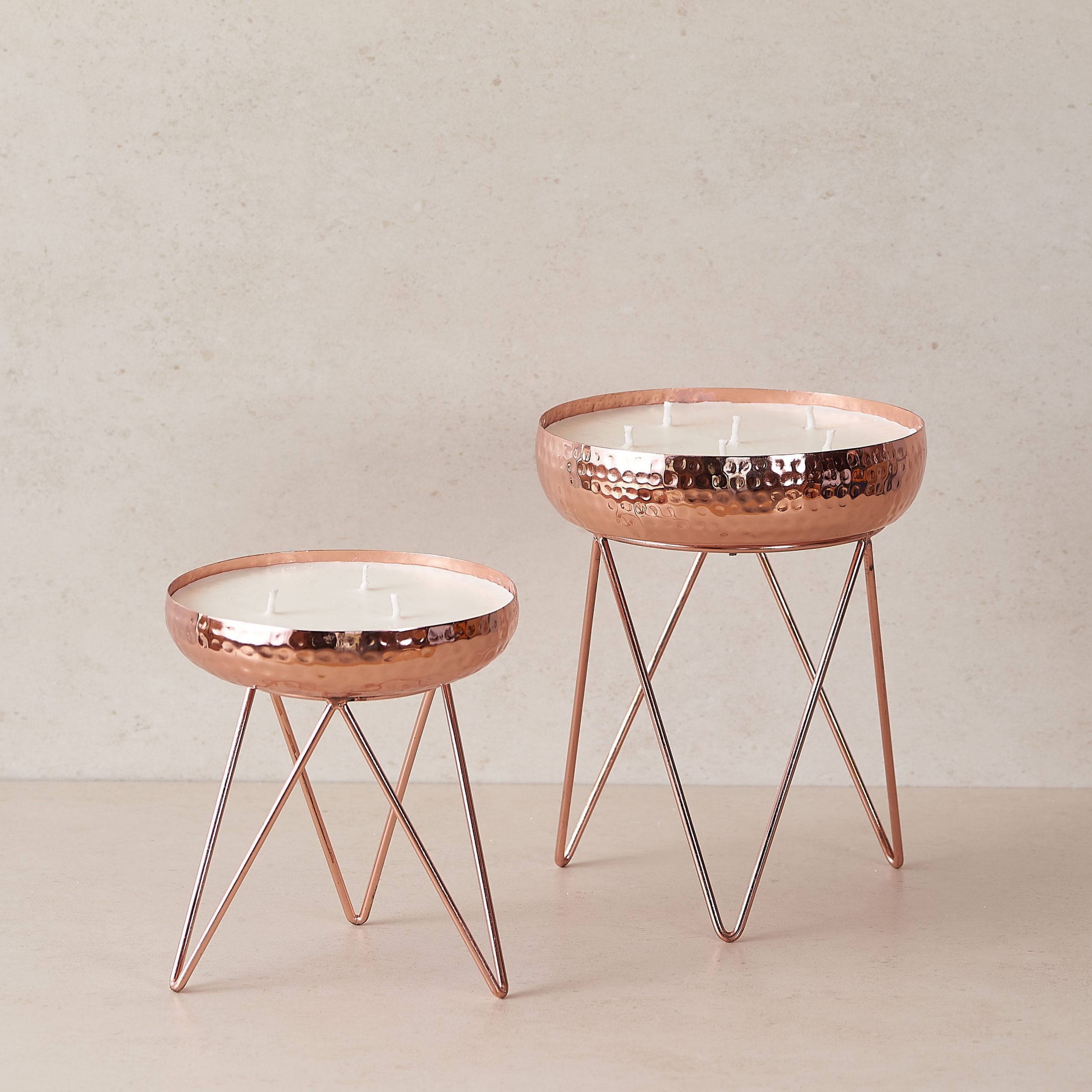 Stardust Rosegold Hammered Candle Urlis On A Stand Set Of 3 The Decor Remedy