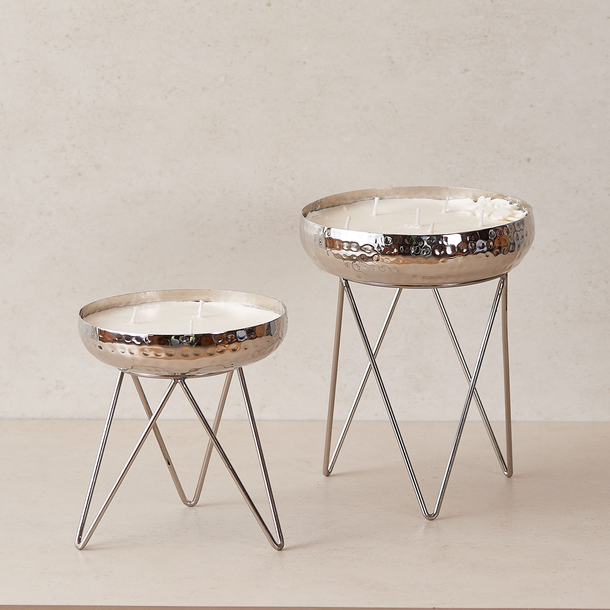 Stardust Silver Hammered Candle Urlis On A Stand Set Of 3 The Decor Remedy