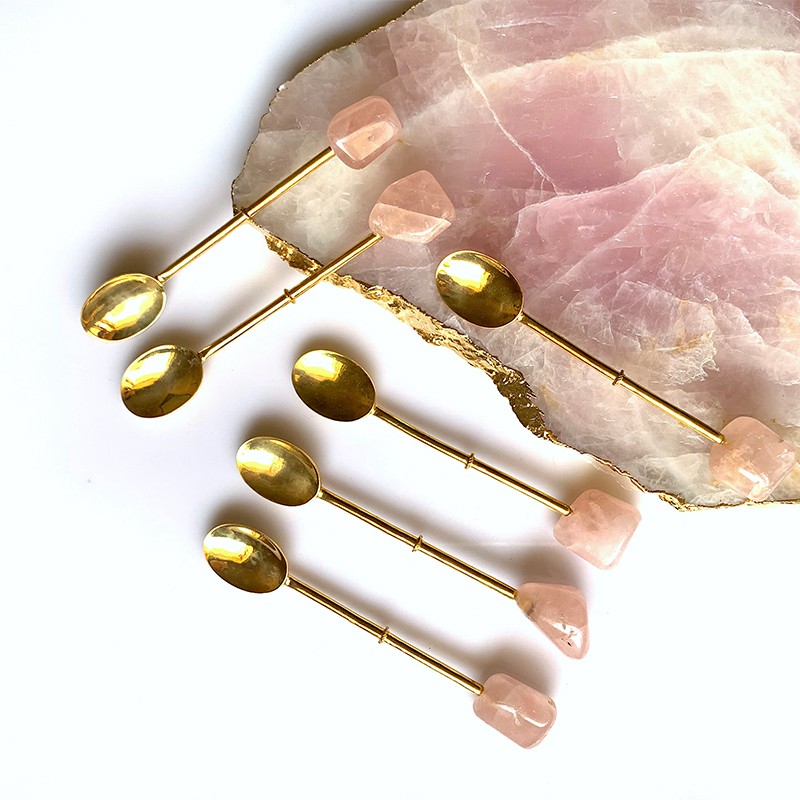 Dessert Spoons Rose Quartz (Set of 6)  - Gemtherapy 