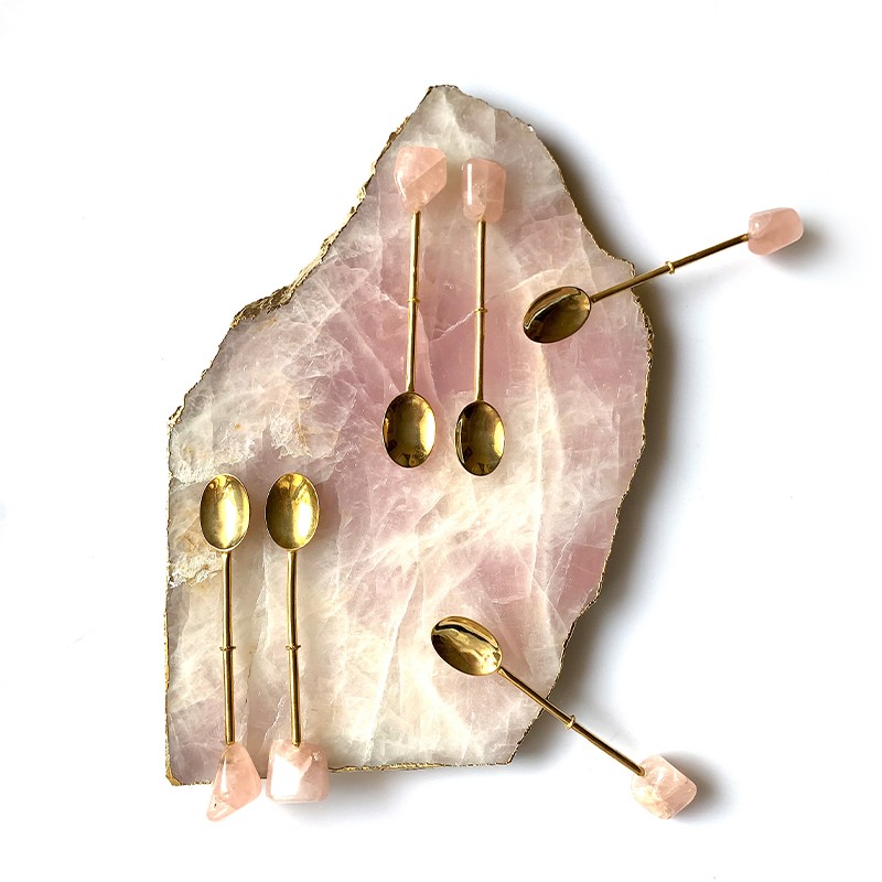 Dessert Spoons Rose Quartz (Set of 6) Gemtherapy