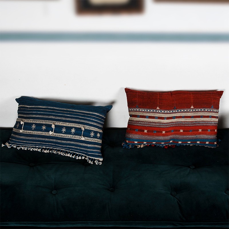 Cushion Cover Bhuj 23x14 Cotton Tussar Silk Anantaya