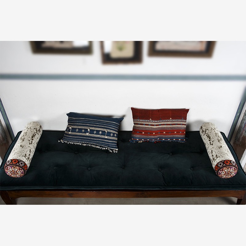Cushion Cover Bhuj 23x14 Cotton Tussar Silk  - Anantaya 