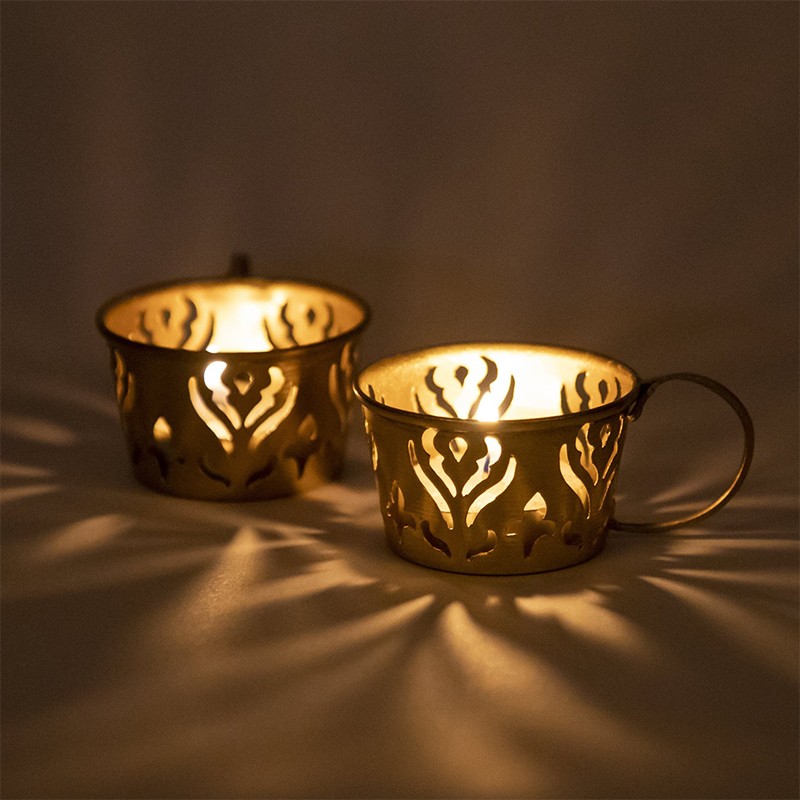 New Victoria Tea Light Holder Set Of 2 Br Anantaya