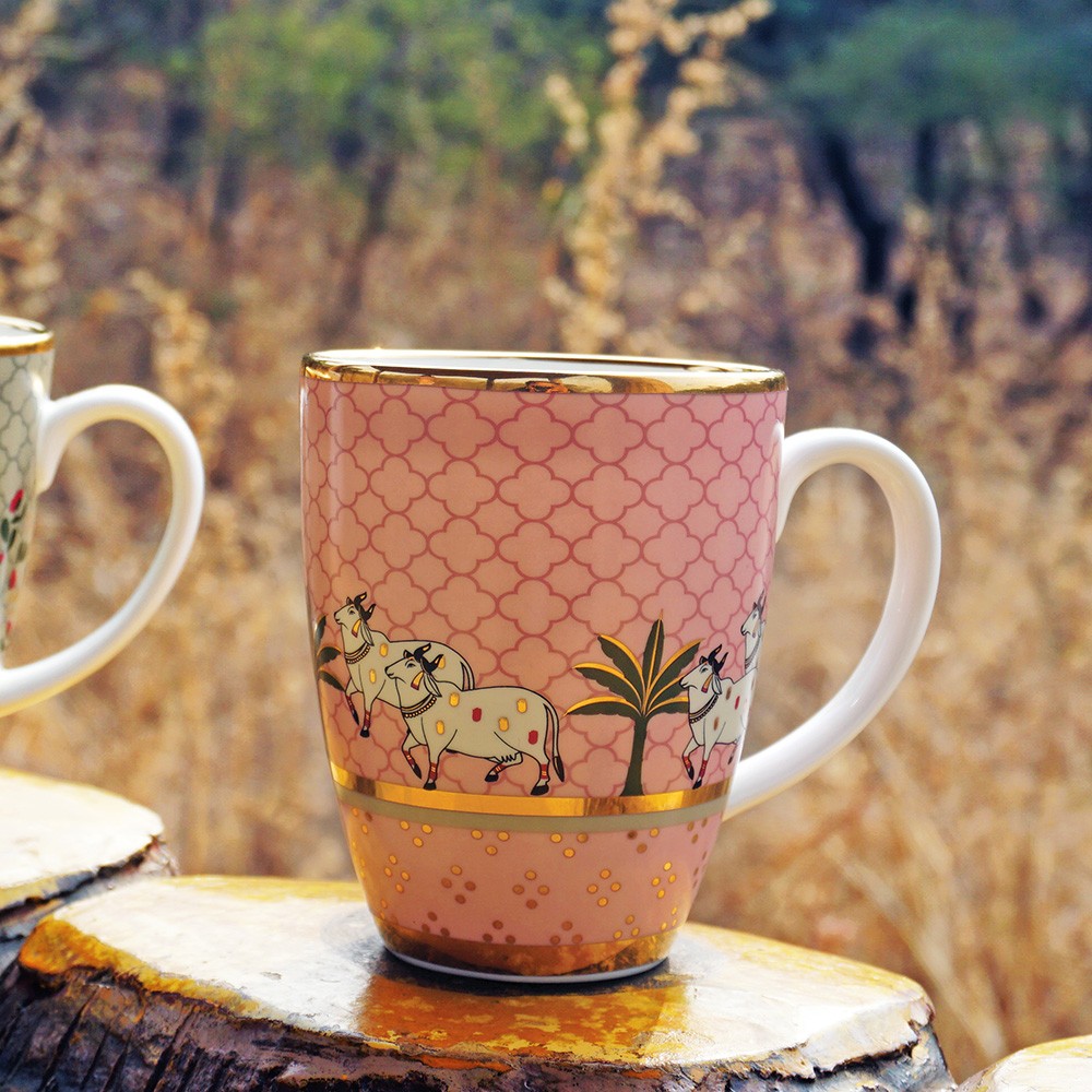 Pichwai Pink Coffee Mug(Set Of 2) Kaunteya