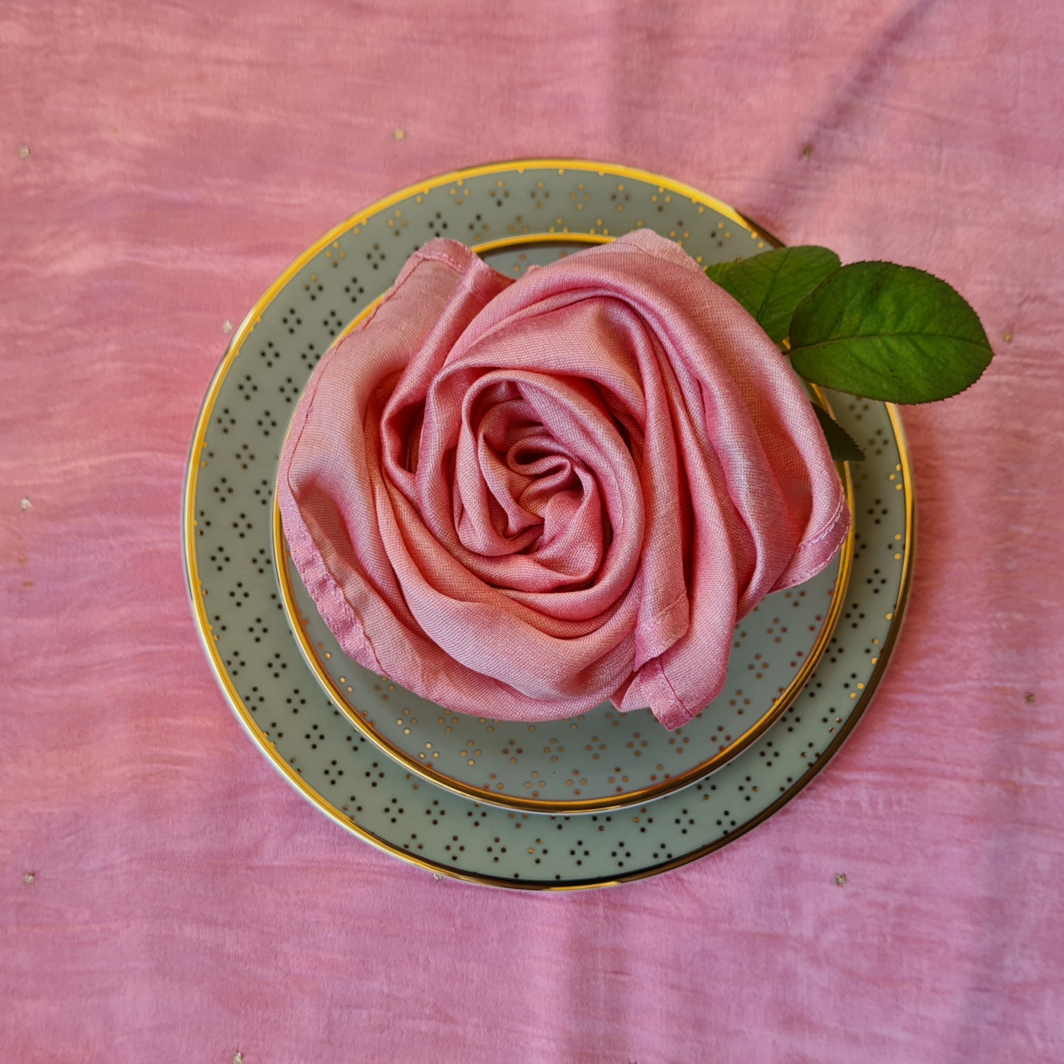 Pink Placemat And Napkin Set(4 pcs)  - Kaunteya 