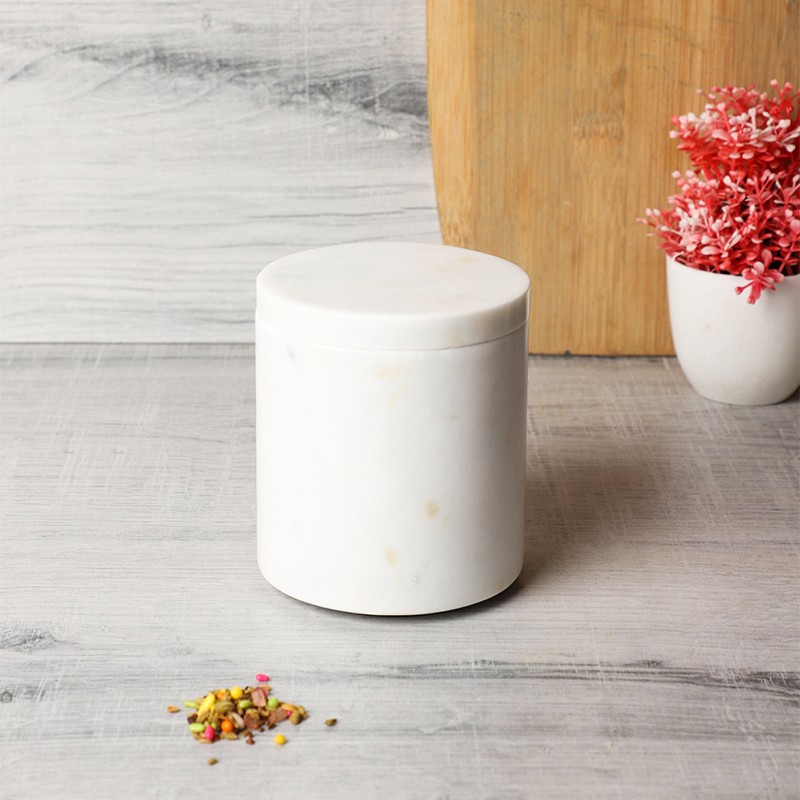Marble White Canister With Lid NikkisPride