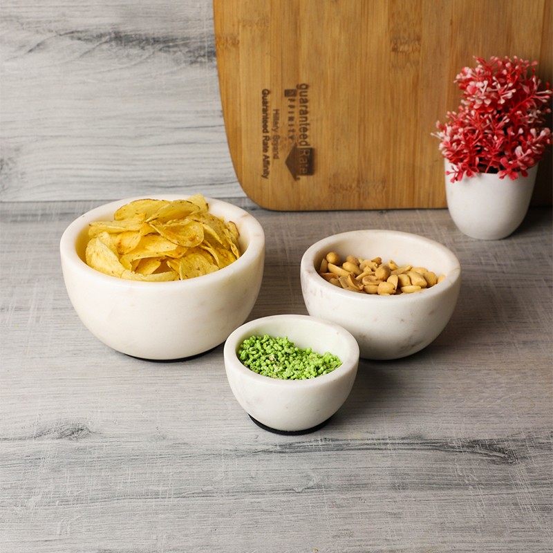 Marble Bowl White Set of Three NikkisPride