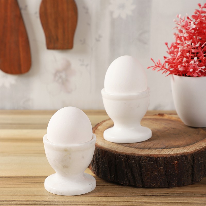 Marble Egg Keeper White Banswara Set of 2 NikkisPride