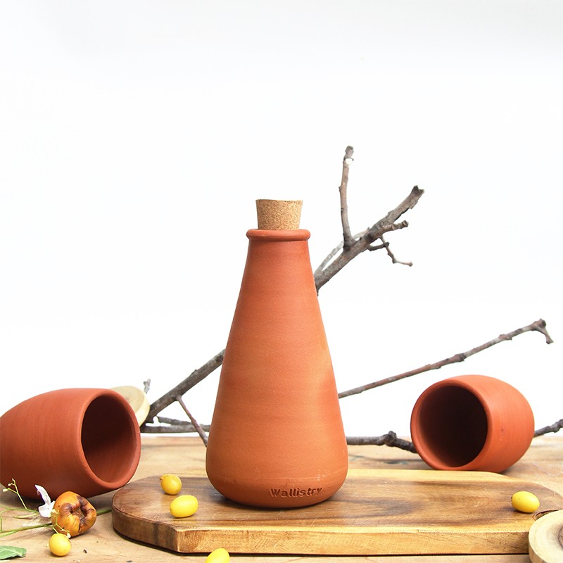Bhumi - Earthenware Terracotta Clay water Bottle ( 450ml)  - Wallistry 