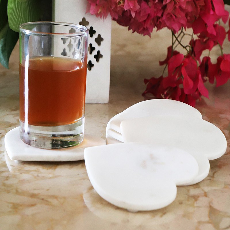 Heart Shape White Coaster Set Of 6 NikkisPride
