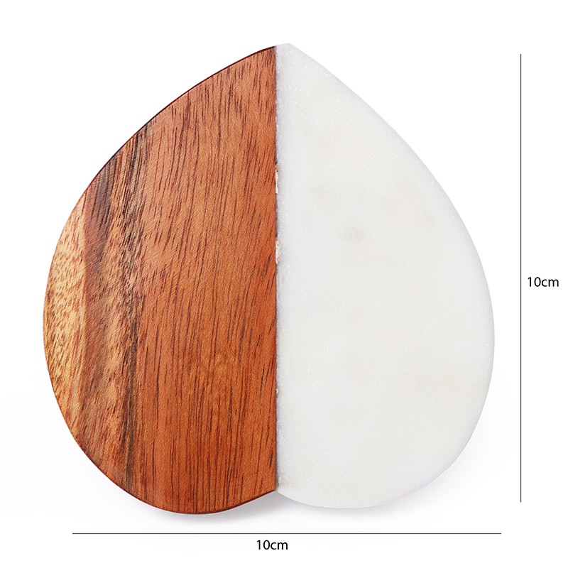 Marble And Wood Heart Shape Coasters  - NikkisPride 