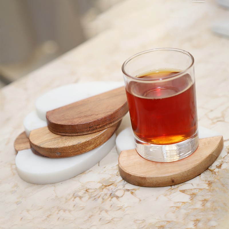 Marble And Wood Heart Shape Coasters NikkisPride