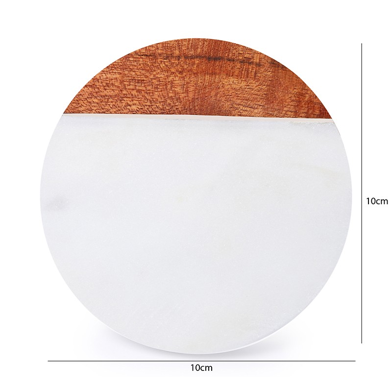 Marble And Wood Round Shape Coasters  - NikkisPride 