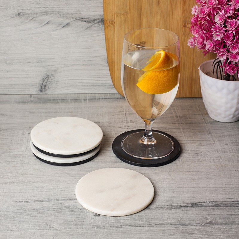 Handmade Marble Black And White Coaster Set Of 6 NikkisPride