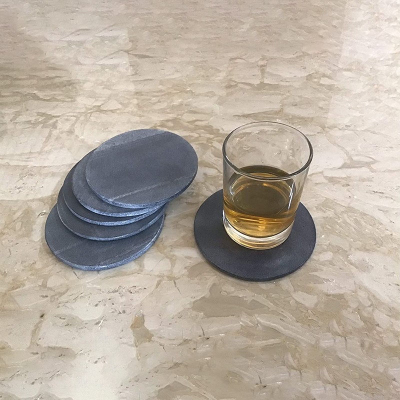 Handmade Marble Black plain 5mm Coaster Set of 6 NikkisPride