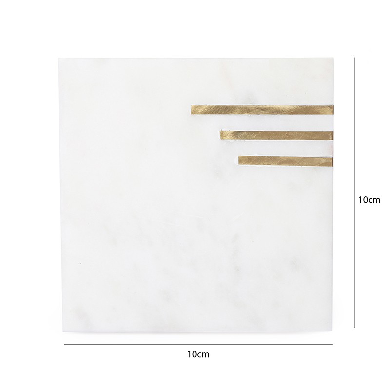 Brass 3 Line On White Set Of 4  - NikkisPride 