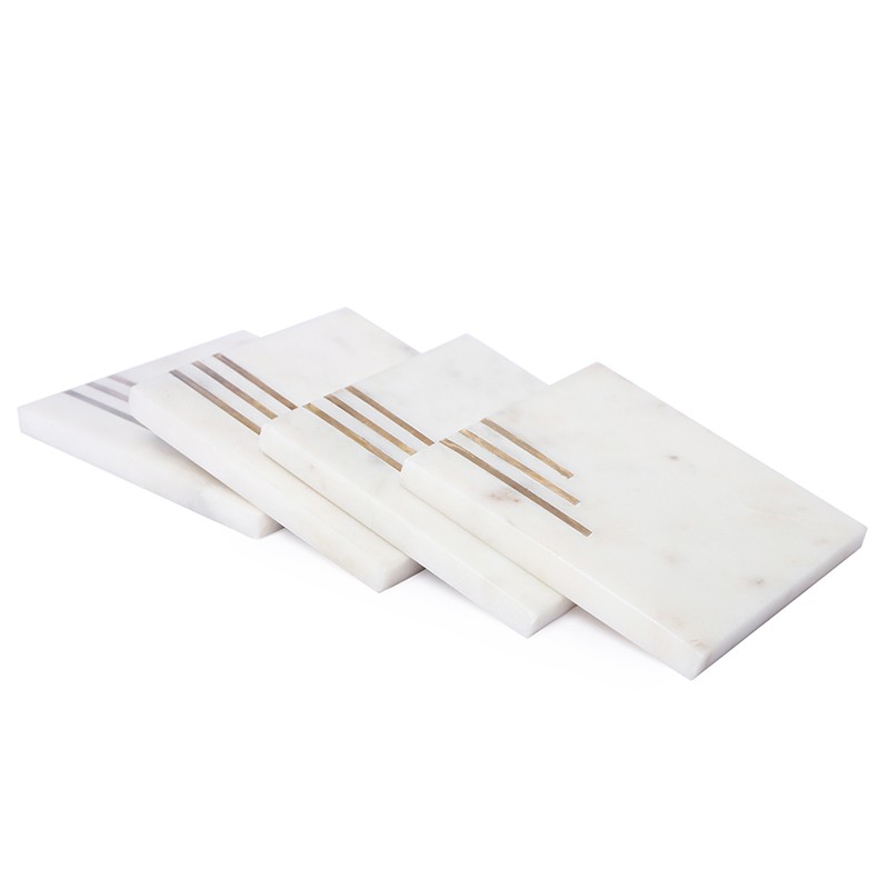 Brass 3 Line On White Set Of 4  - NikkisPride 