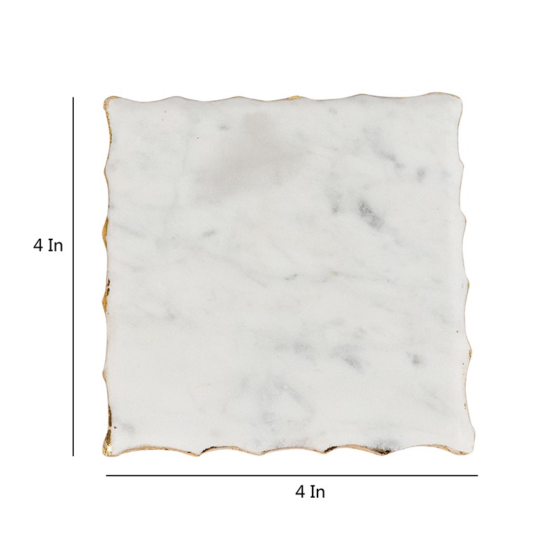 Marble Tea Coaster With Gold Foil Work Set of 4  - NikkisPride 
