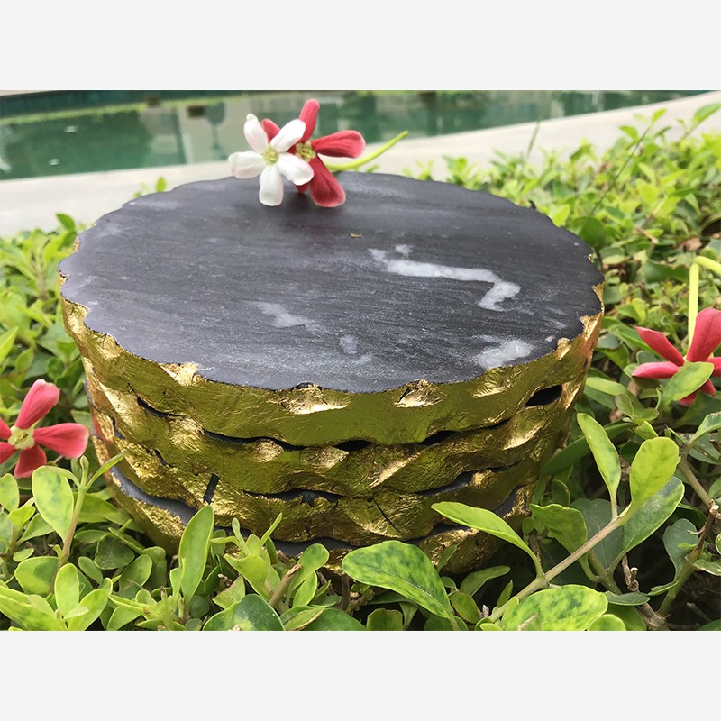 Marble Black Gold Foil Coaster Set Of 4  - NikkisPride 