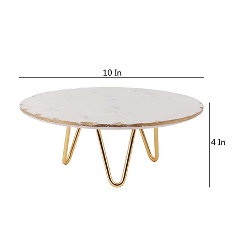 Marble Cake Stand With Brass Legs  - NikkisPride 