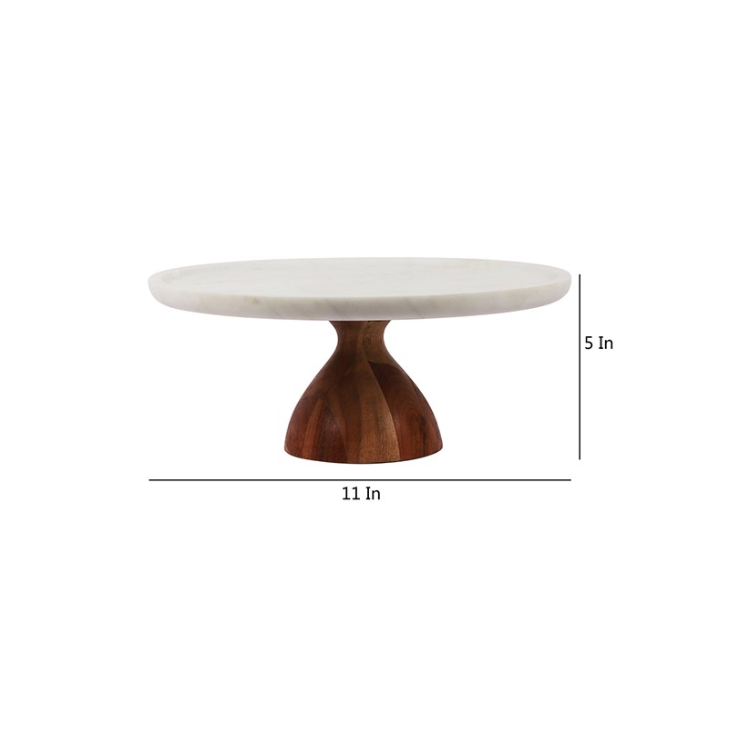 Marble Cake Stand With Wooden Base  - NikkisPride 