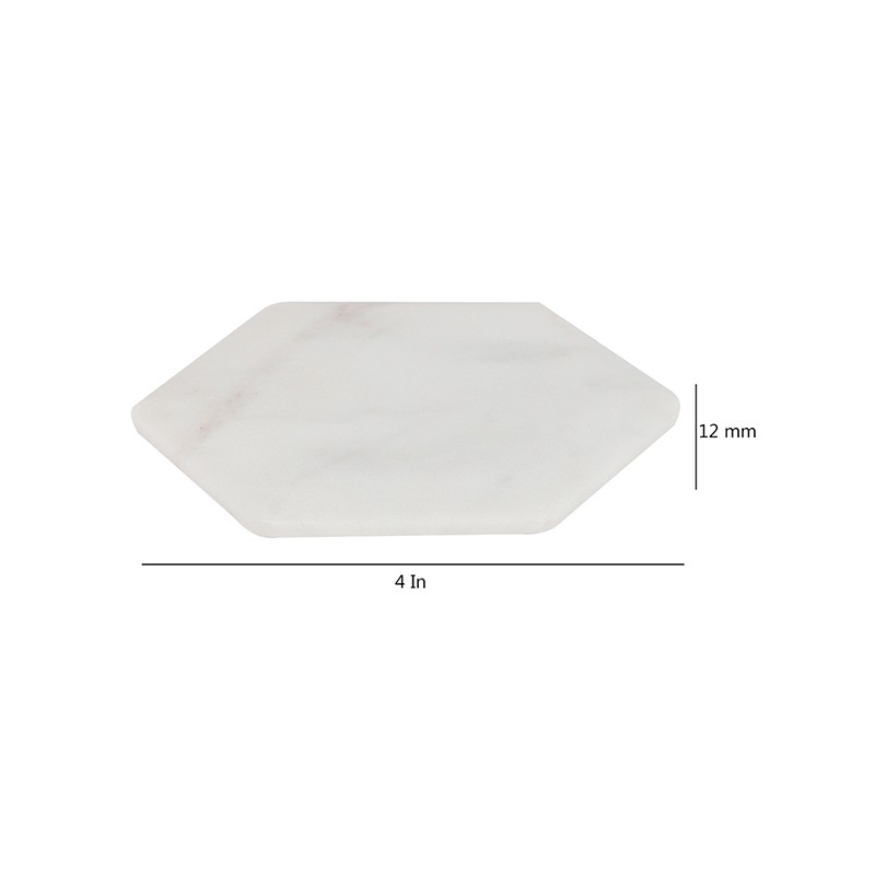 Marble Hexagon White 15mm Tapper Coaster  - NikkisPride 