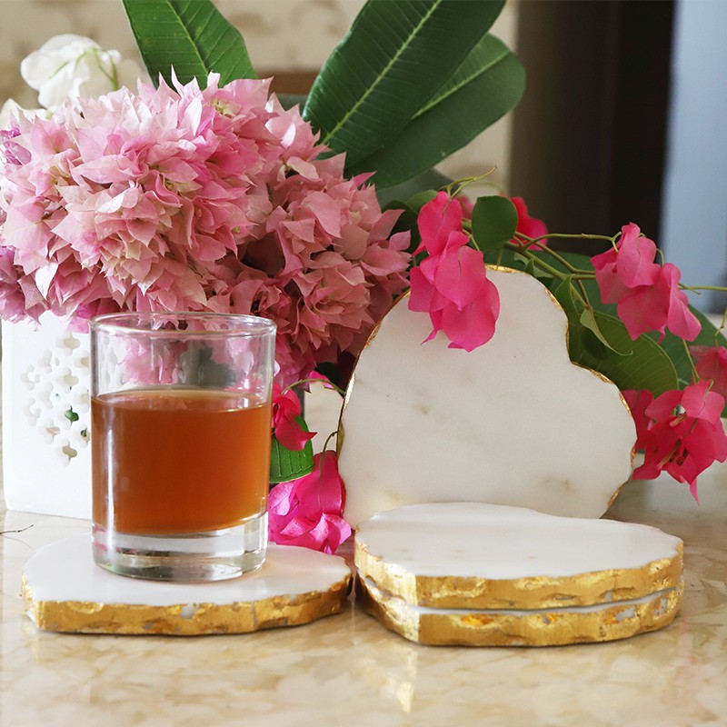 Marble White Gold Foil 4.5 Inch Large Size Coaster NikkisPride