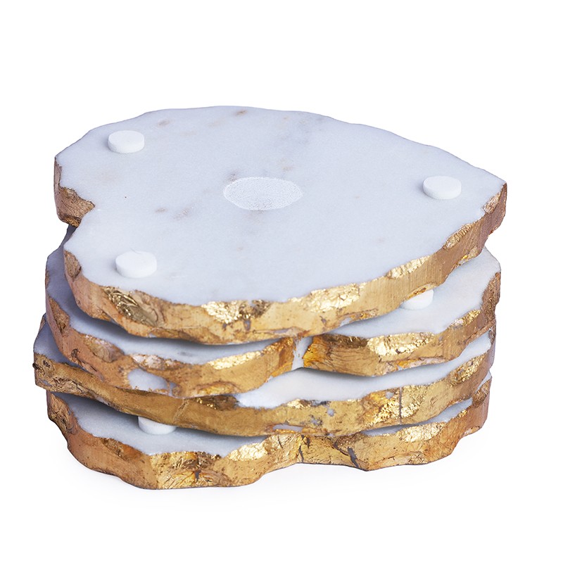 Marble White Gold Foil 4.5 Inch Large Size Coaster  - NikkisPride 