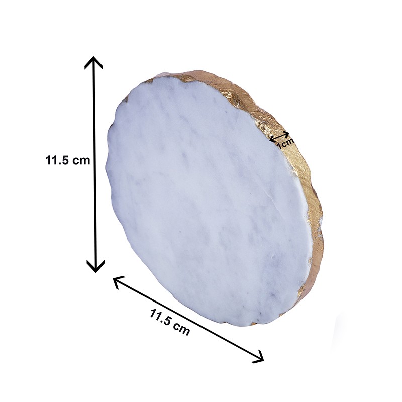 Marble White Gold Foil 4.5 Inch Large Size Coaster  - NikkisPride 