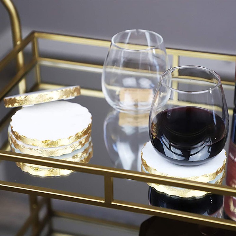 Marble White Gold Foil 4.5 Inch Large Size Coaster NikkisPride
