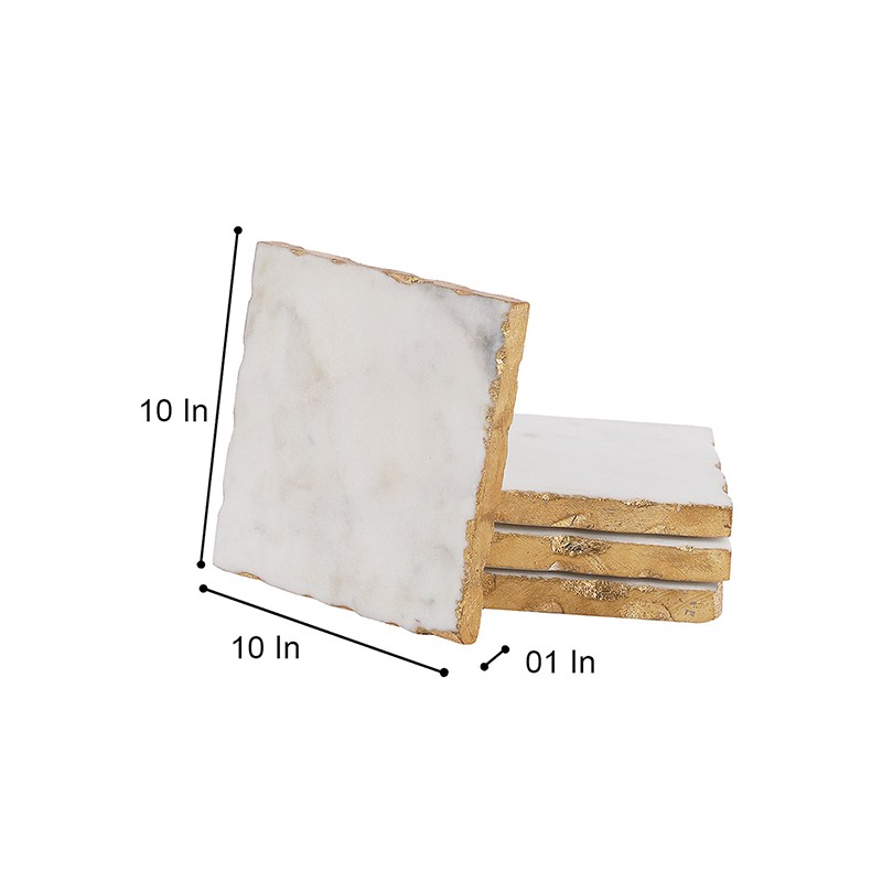 Marble White Gold Foil 4.5 Inch Large Size Coaster  - NikkisPride 