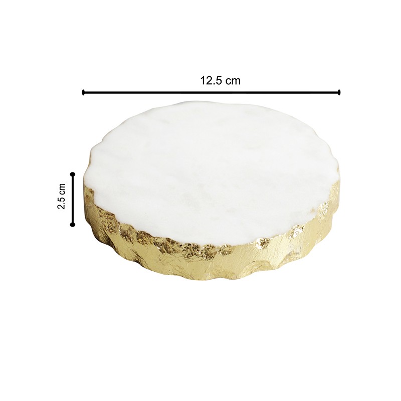Marble White Gold Foil Tea Cookie Coasters Set Of 2  - NikkisPride 