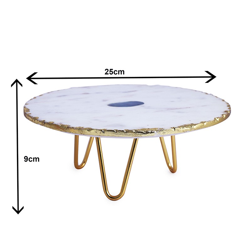 White Marble Agate Inlay Cake Stand  - NikkisPride 