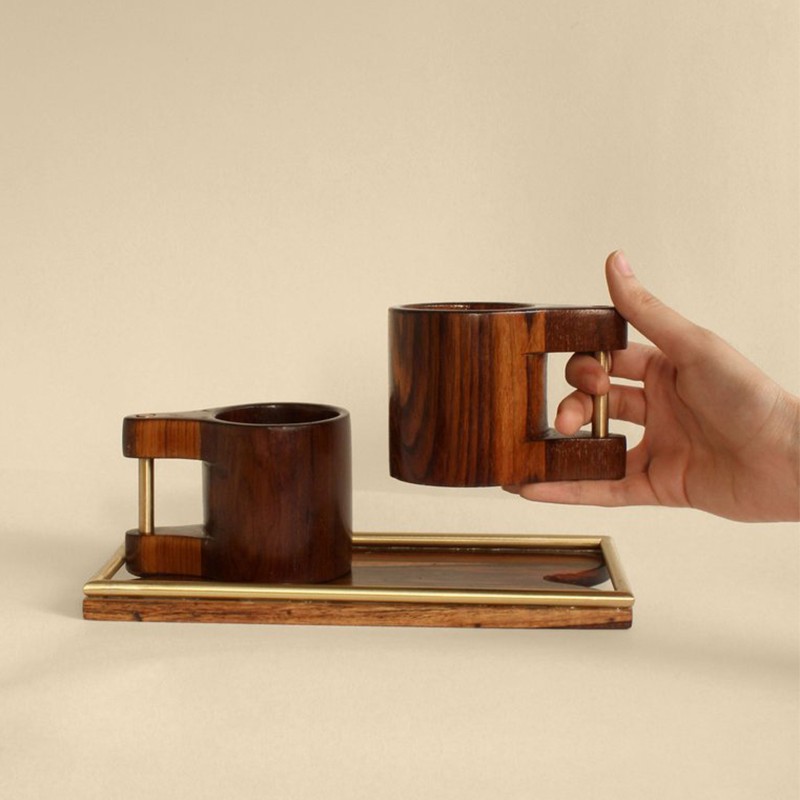 Reghā - Cups & Tray (set of 2 cups & a tray)  - Studio Indigene 