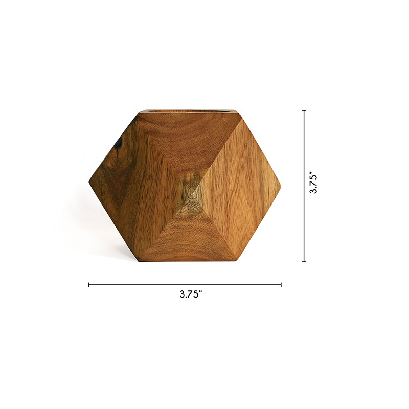 Faceted Cube Wooden Planter  - Studio Indigene 