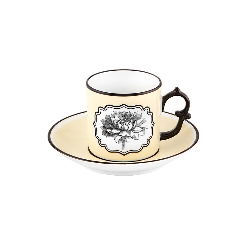 Set 2 Coffee Cups and Saucer Yellow Herbariae Vista Alegre