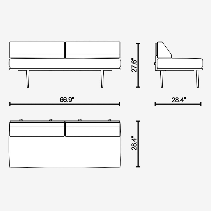 Tom Armless Two Seater Sofa  - Lagu 