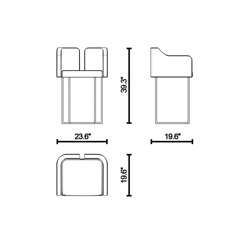 Papillonne Matt Chrome Bar Chair  - Lagu 