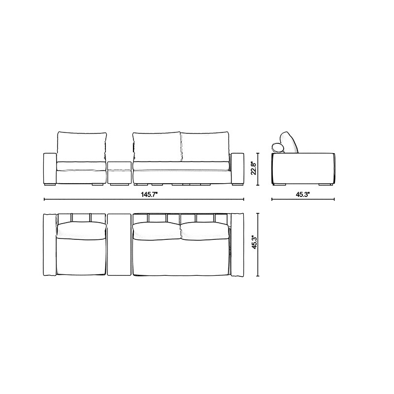 Arthur Modular Three Seater Sofa  - Lagu 