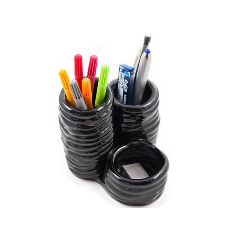 Bamboo 3 Cylinders Pen Holder  - Mavi Ceramica 