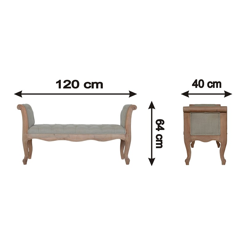 Carved French Style Mud Linen Bench  - Artisan Furniture 