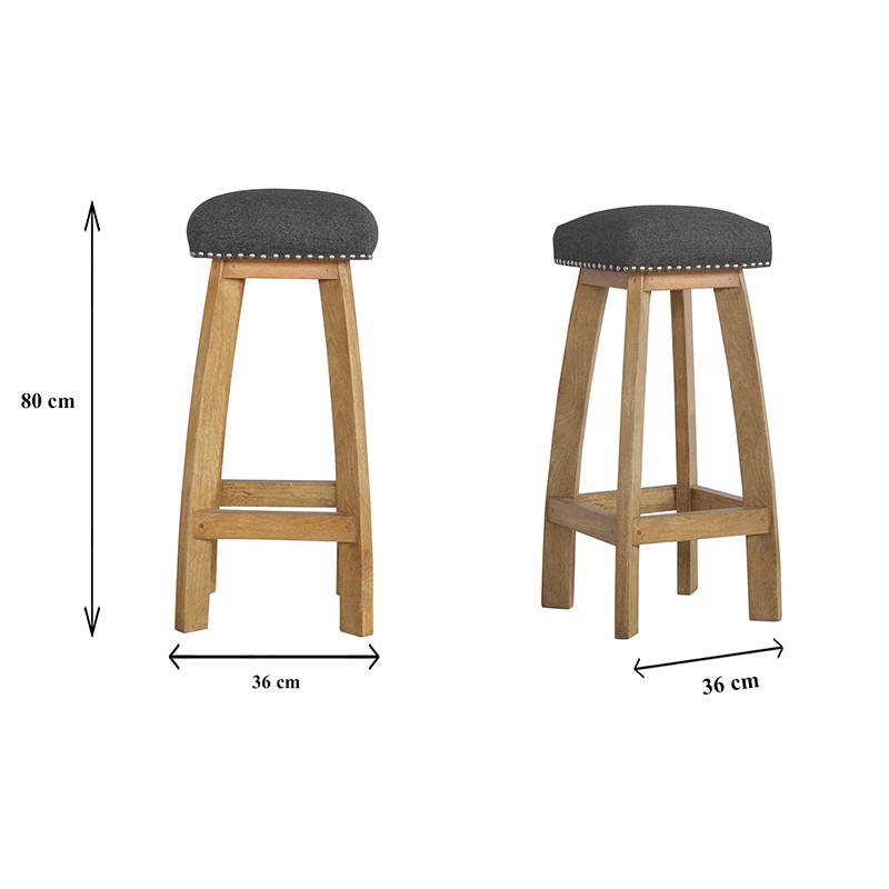 Black Tweed Studded Bar Stool  - Artisan Furniture 