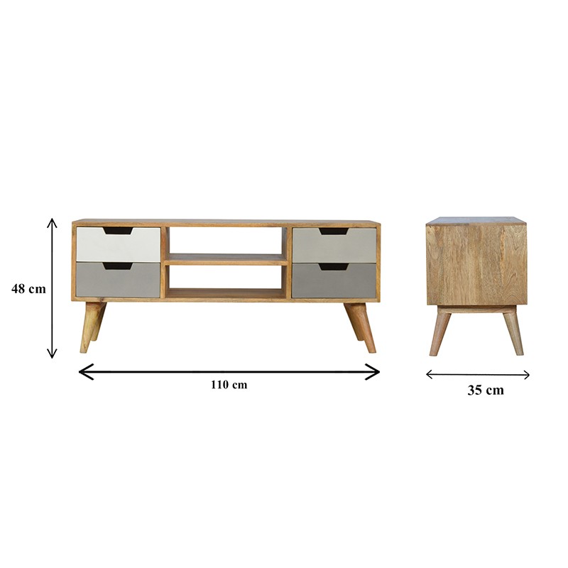 Grey Hand Painted Entertainment Unit  - Artisan Furniture 