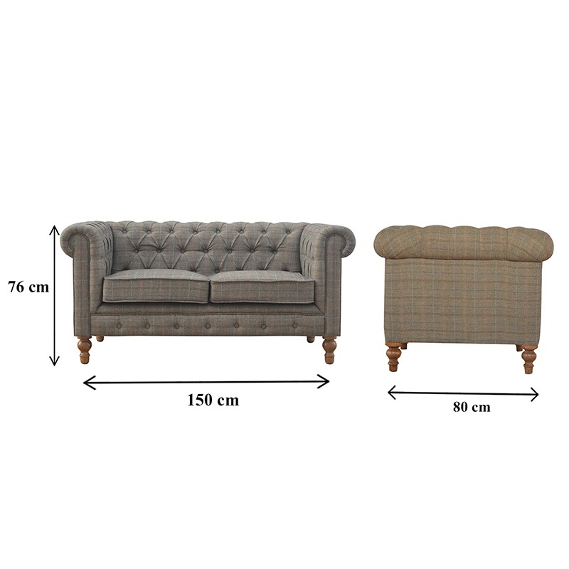 Multi Tweed 2 Seater Chesterfield Sofa  - Artisan Furniture 