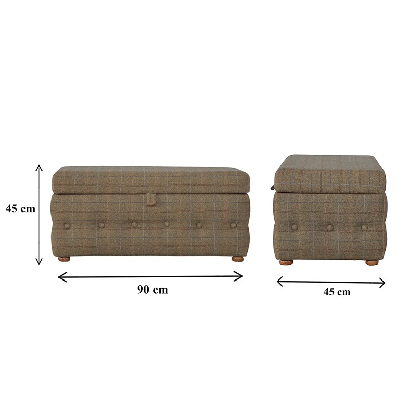 Multi Tweed Deep Button Footstool  - Artisan Furniture 